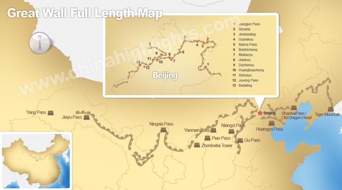 a Kínai nagy fal térkép