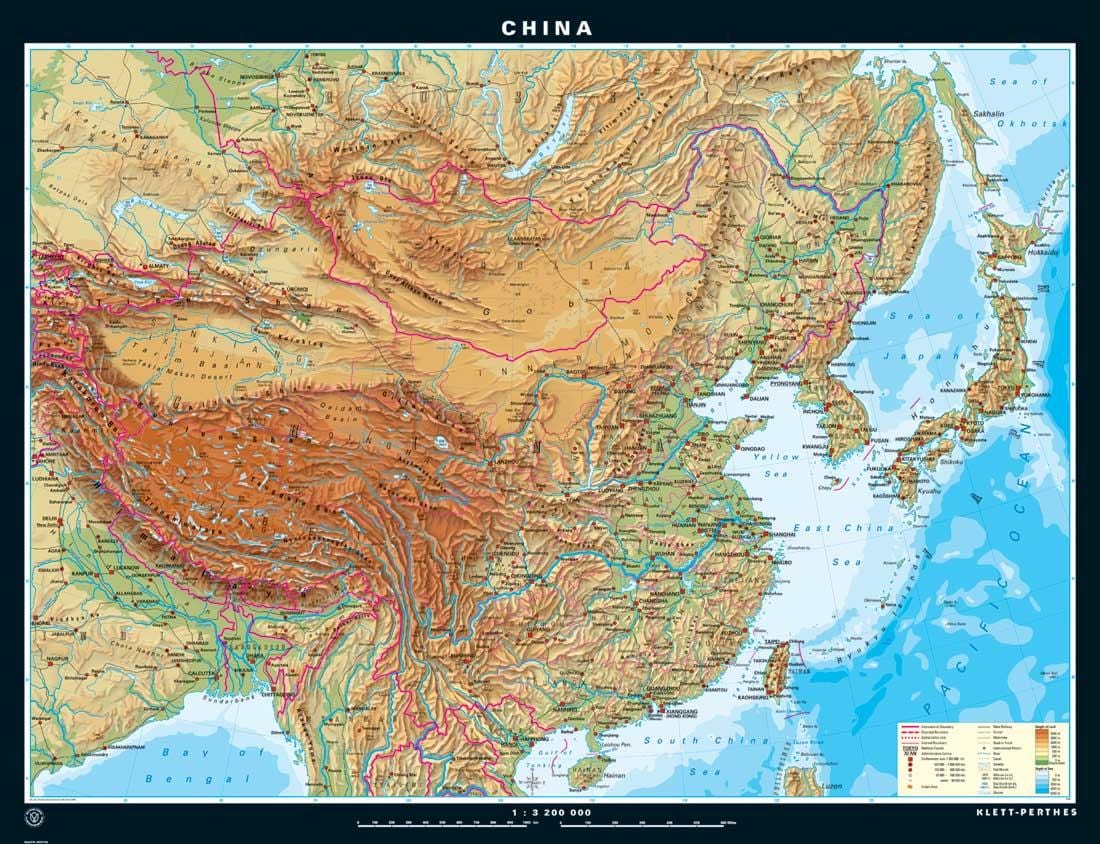 topográfiai térkép Kína