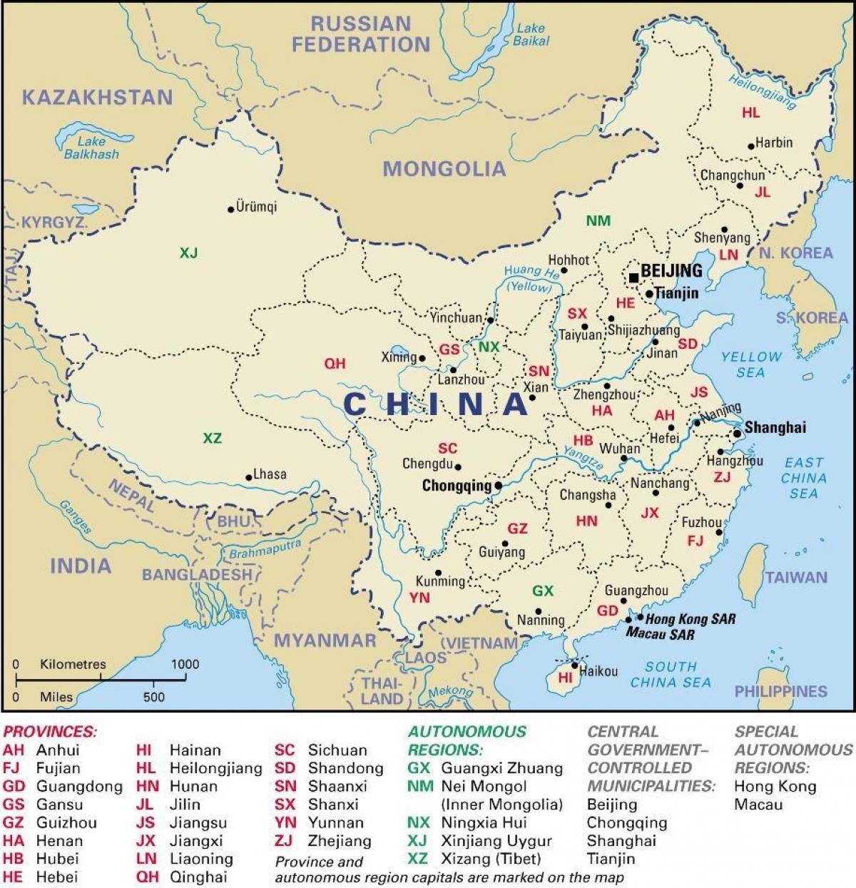 tartományaiban, a Kínai térkép