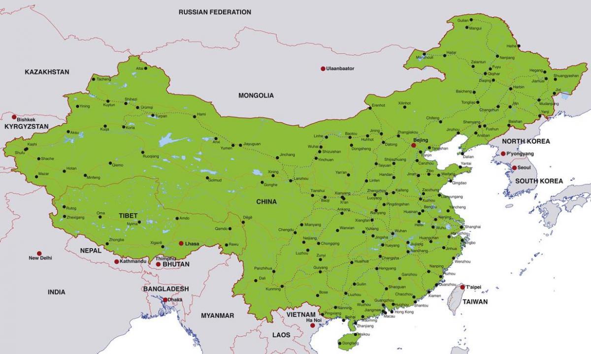 Kína térkép városok