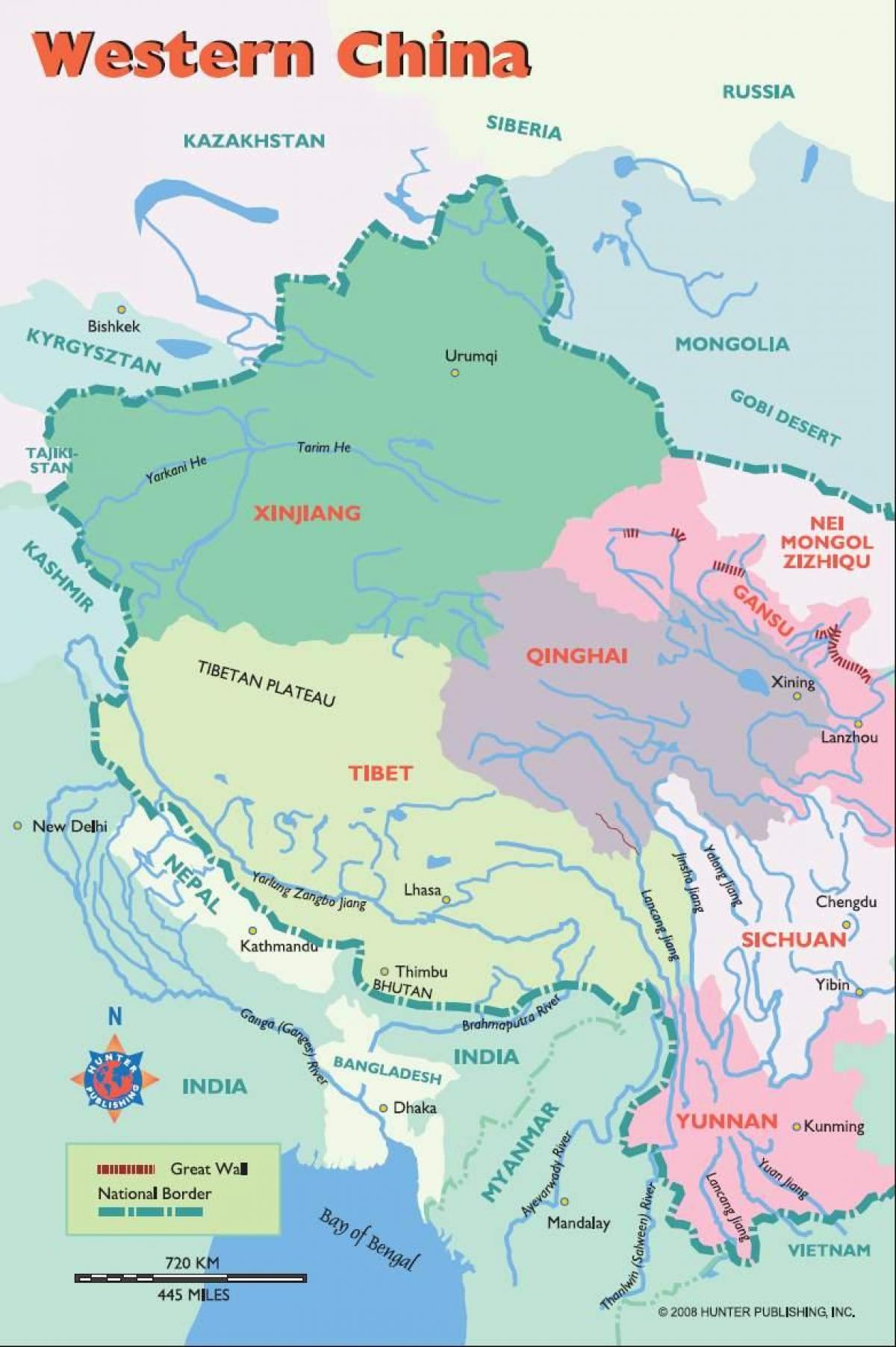 térkép nyugat-Kína