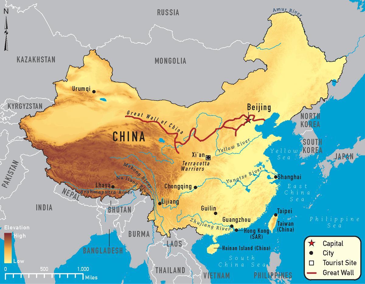 egy térkép Kína