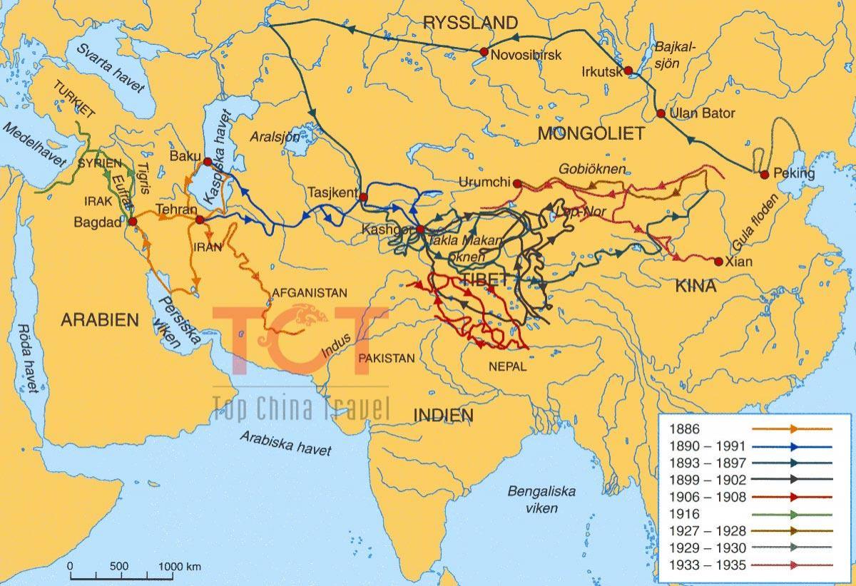 térkép a selyem út az ókori Kínában